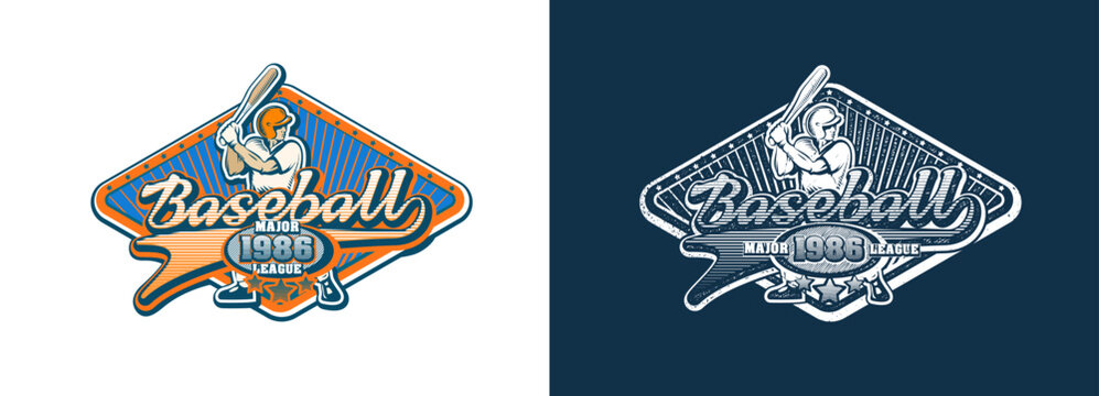Cute baseball illustrations for prints, stickers , patches and other usage. Retro style and two variants.