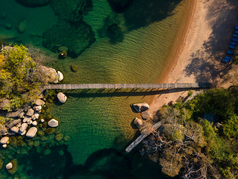 Aerial view of Mumbo Island Lake Malawi National Park, Salima, Malawi, Africa.