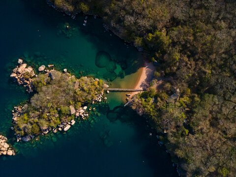 Aerial view of Mumbo Island Lake Malawi National Park, Salima, Malawi, Africa.