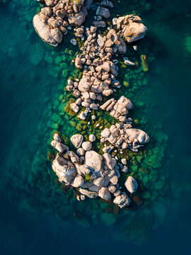 Aerial view of Mumbo Island Lake Malawi National Park, Salima, Malawi, Africa.
