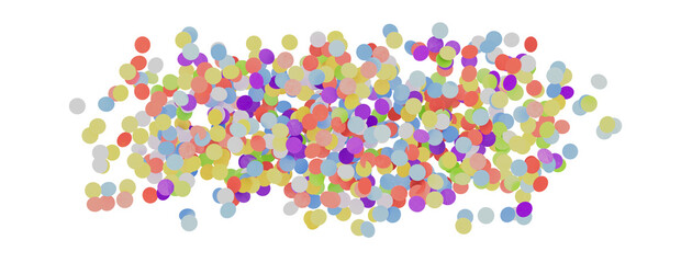 Colorful assorted confetti with serpentine on white