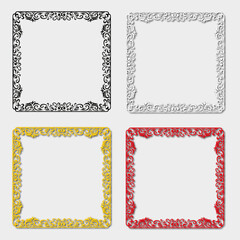 set of multi-colored frames, in the style of an ornament