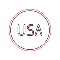 Filled outline USA label icon isolated on white background. United States of America. Vector