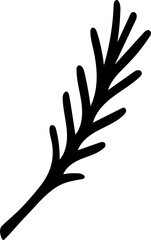 Twig of coniferous tree. Doodle illustration for greeting cards, posters, stickers and seasonal design. Isolated element.