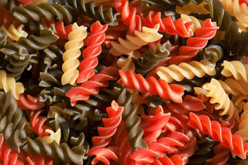 Pasta, espirales de colores