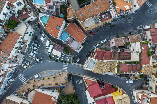 Aerial view of Cetara old town, a small town along the Amalfi Coast, Salerno, Campania, Italy.