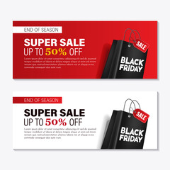 Two Modern Black Friday Super Sale Banners for Business Marketing