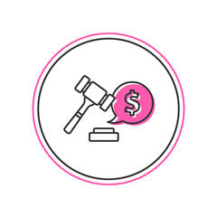 Filled outline Auction hammer price icon isolated on white background. Gavel - hammer of judge or auctioneer. Bidding process, deal done. Auction bidding. Vector