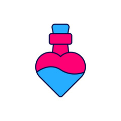 Filled outline Bottle with love potion icon isolated on white background. Happy Valentines day. Vector