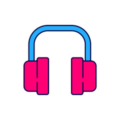 Filled outline Headphones icon isolated on white background. Support customer service, hotline, call center, faq, maintenance. Vector