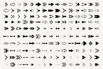 Fototapeta na wymiar Set arrow icons. vector Collection different arrows sign. Set different cursor arrow direction symbols in flat style.