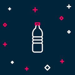 Line Bottle of water icon isolated on blue background. Soda aqua drink sign. Colorful outline concept. Vector
