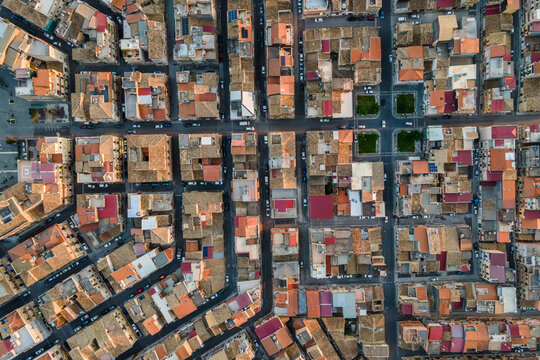 Aerial view of Grammichele, a small town near Catania, Sicily, Italy.