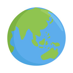 World Planet Sign Emoji Icon Illustration. Australia and Asia Vector Symbol Emoticon Design Clip Art Sign Comic Style.
