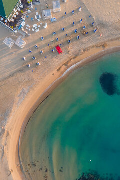 Aerial view of San Leone Beach in Agrigento, Sicily, Italy.