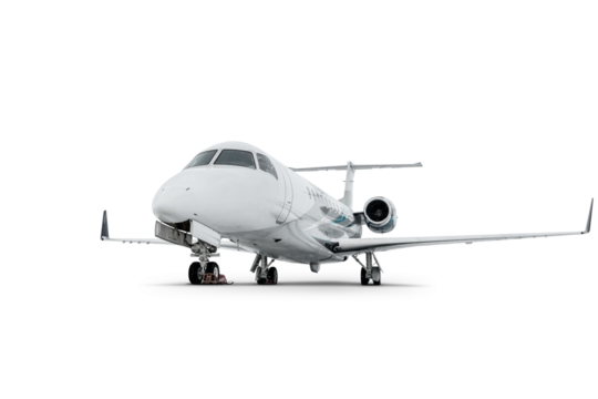 Modern corporate business jet isolated on transparent background