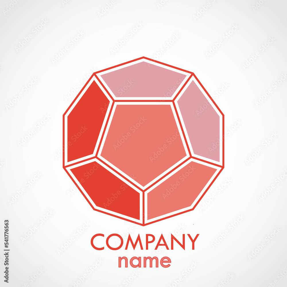 Wall mural color geometric logo / dodecahedron shape