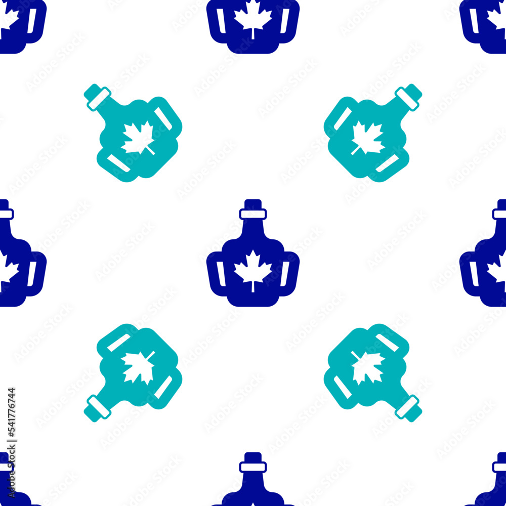 Canvas Prints Blue Bottle of maple syrup icon isolated seamless pattern on white background. Vector