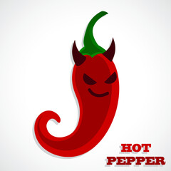 red pepper with face / simple illustrated icon