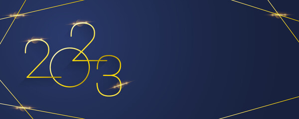 Happy New Year 2023 Text Greeting with Shiny Golden Borders