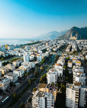 Aerial view of cityscape in Antalya, Turkey.