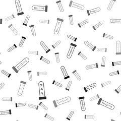 Fototapeta na wymiar Black Test tube and flask chemical laboratory test icon isolated seamless pattern on white background. Laboratory glassware sign. Vector