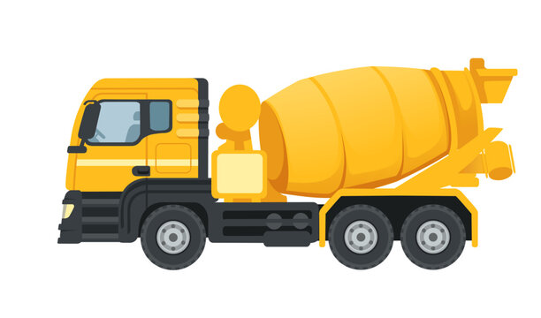 Industrial concrete truck with cement mixer machine vector illustration isolated on white background
