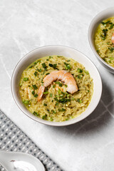 Food photo Asian soup with shrimp and rice