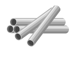 Steel or aluminum pipes tubes vector illustration isolated on white background