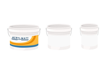 Acryl mat in white plastic bucket vector illustration isolated on white background