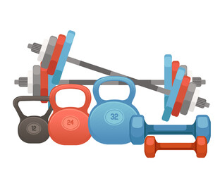 Collection of barbell dumbbell gym vector illustration isolated on white background