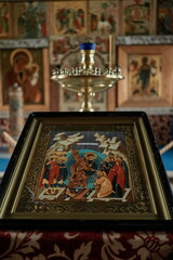 The interior of the wooden church on the island of Kizhi