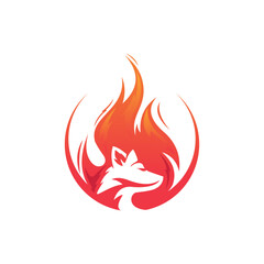 Wolf Fire Logo Vector