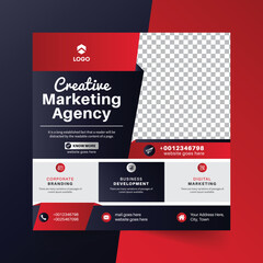 Digital marketing social media post web banner with red shape