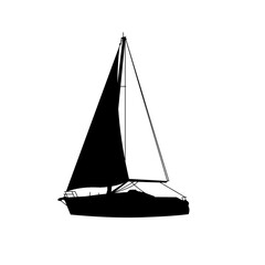 yacht , sailboat silhouette , side view - vector illustation	