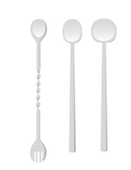 Long bar spoon for cocktails vector illustration isolated on white background