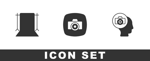 Set Empty photo studio, Photo camera and icon. Vector