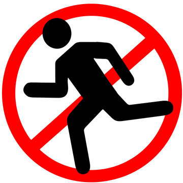 recommend clip art: do not run.Red prohibition warning symbol sign on white background.	
                    