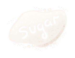 Natural white granulated sugar vector illustration isolated on white background