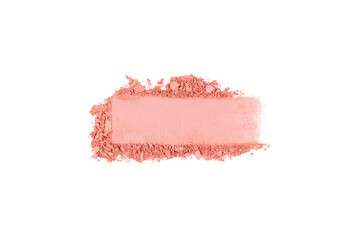 Pastel pink face blush or face powder crushed color swatch. Cosmetics smudge sample for make up product design.