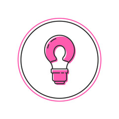 Filled outline Human head with lamp bulb icon isolated on white background. Vector