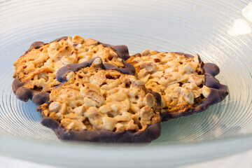 Closeup of Florentiner Cookies on a background