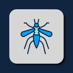 Filled outline Mosquito icon isolated on blue background. Vector