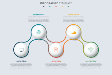Neuromorphic five steps infographics template for chart, diagram, web design, presentation