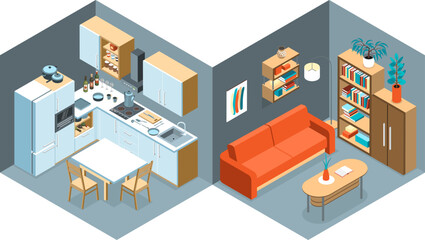 Modern Interior Isometric Composition