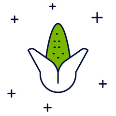 Filled outline Corn icon isolated on white background. Vector