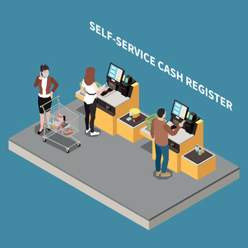 Self Service Cash Register Illustration