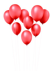 Formation of red balloons together making one big heart. PNG with transparant background