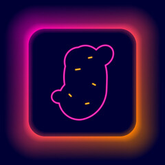 Fototapeta premium Glowing neon line Potato icon isolated on black background. Colorful outline concept. Vector