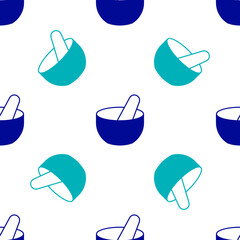 Blue Witch cauldron icon isolated seamless pattern on white background. Happy Halloween party. Vector